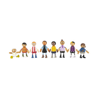 small foot | Biegepuppen-Familie mit Baby Patchworkfamily 8 Holzfiguren