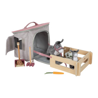 small foot | Spielset Esel mit Stall und Zubehör in der Tasche