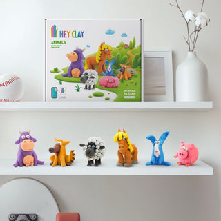 Hey Clay | Knetmasse Tiere 15 Dosen Selbsttrocknende Knete