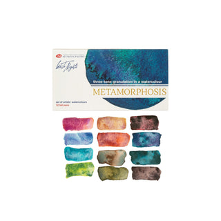 WHITE NIGHTS | Metamorphosis granulierendes Aquarellfarben-Set 12 x 1/1 Näpfchen Metallkasten